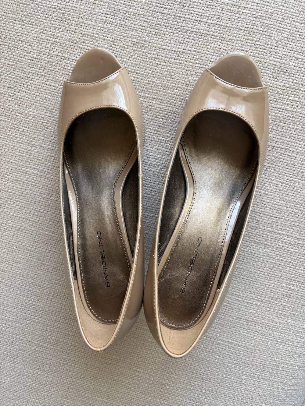Bandolino Nude Patent Peep-Toe Heels